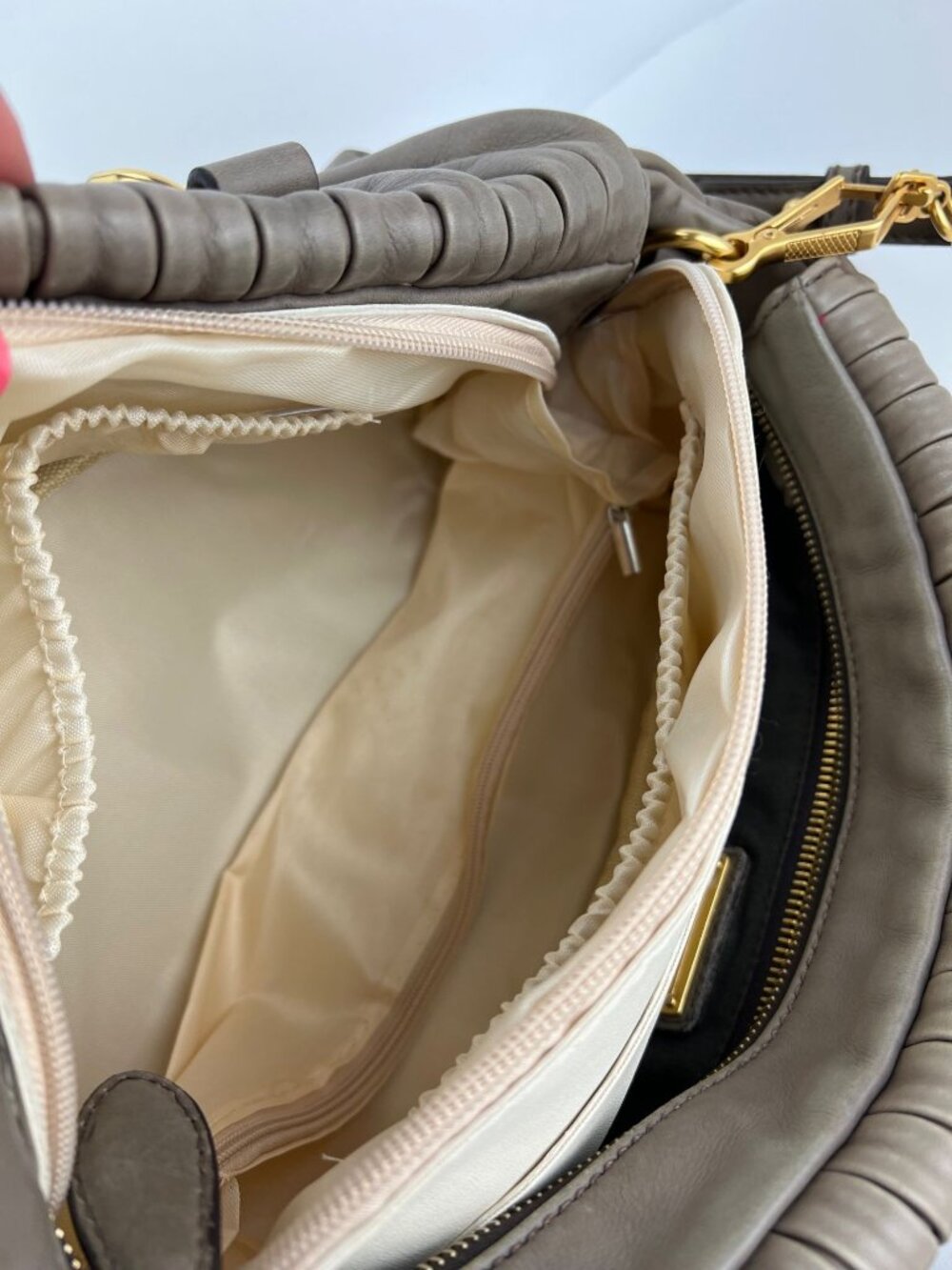 Miu Miu Nappa Plisse Beige Cammeo Bowling Bag Vintage - Picture 12 of 16
